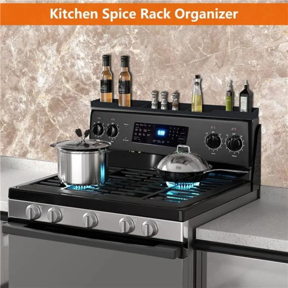 Stove Top Shelf 30 Inch Silicone Material Magnetic Shelf for Stove 3 Partitions